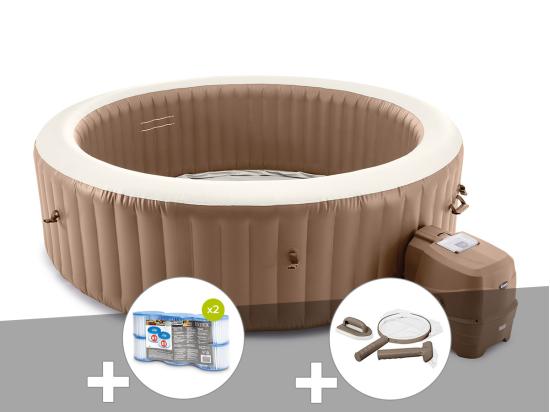 vente unique Kit spa gonflable Intex PureSpa Sahara rond Bulles 8 places + 12 filtres + Kit d'entretien
