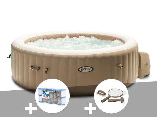 Vente Unique Kit Spa Gonflable Intex PureSpa Sahara Rond Bulles 4 Places + 6 Filtres + Kit D'entretien