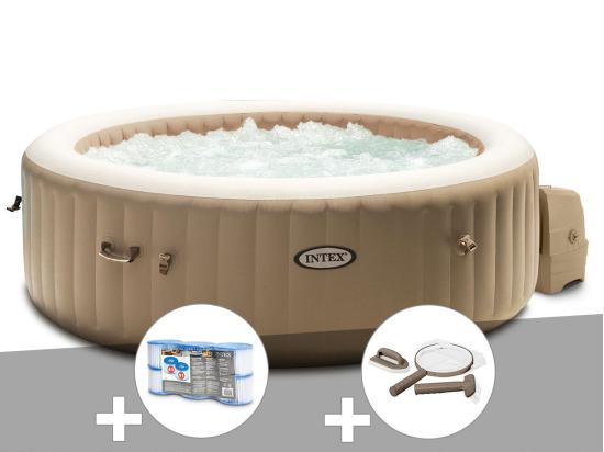 vente unique Kit spa gonflable Intex PureSpa Sahara rond Bulles 6 places + 6 filtres + Kit d'entretien