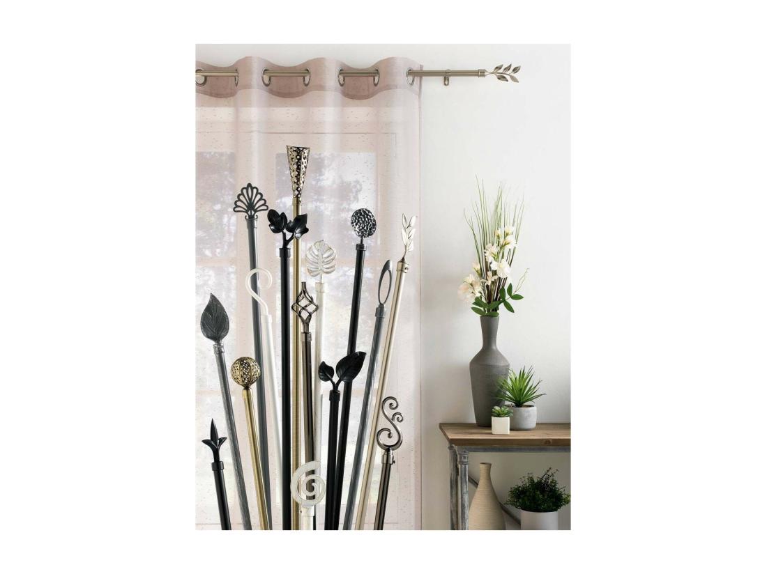 Vente Unique Kit Tringle Déco Extensible "Globa" 120-210cm Nickel