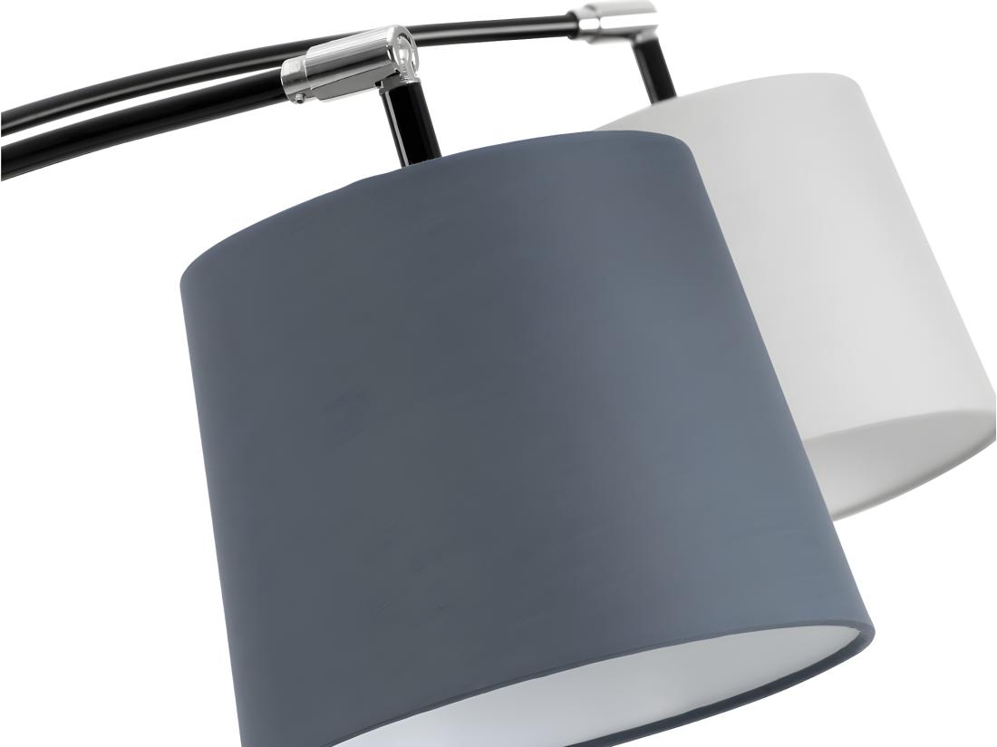 Vente Unique Lampadaire 5 Abat-jours VARIETONE - Base Marbre Et Tissu Gris Et Blanc - H. 210 Cm