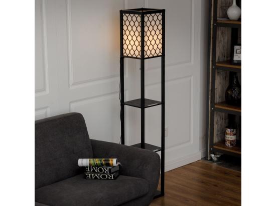 Vente Unique Lampadaire Avec 3 Niveaux Etagère 220-240v 60w Design Scandinave (ampoule Non Inclus)