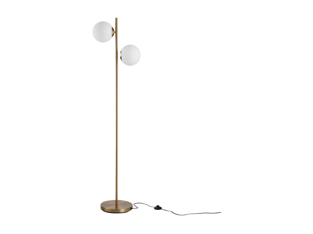 vente unique Lampadaire design néo-rétro 2 boules max. 40 W métal doré