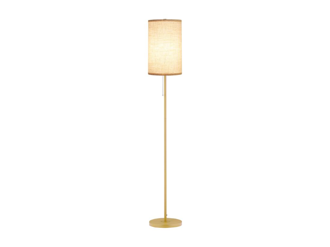 Vente Unique Lampadaire Design Néo-rétro 40 W Max. Piètement Mât Acier Doré Abat-jour Lin Crème