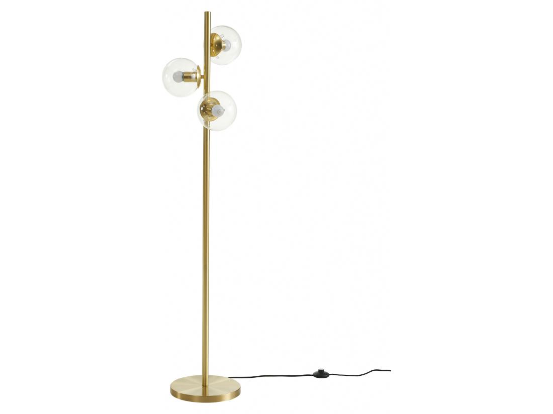 Vente Unique Lampadaire En Laiton Brossé Et 3 Globes En Verre Vintage - H. 148 Cm - YUKON
