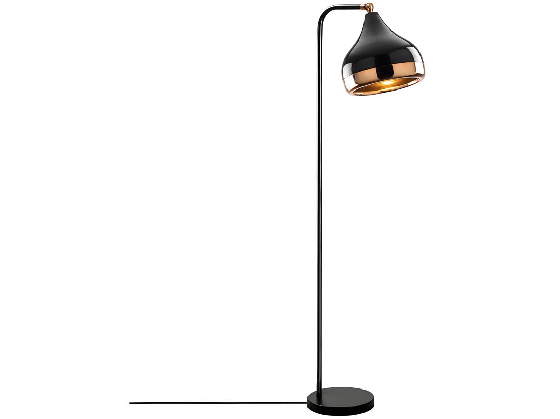 Vente Unique Lampadaire En Métal à Abat-jour Orientable - H. 120 Cm - Noir Et Cuivré - YILDO