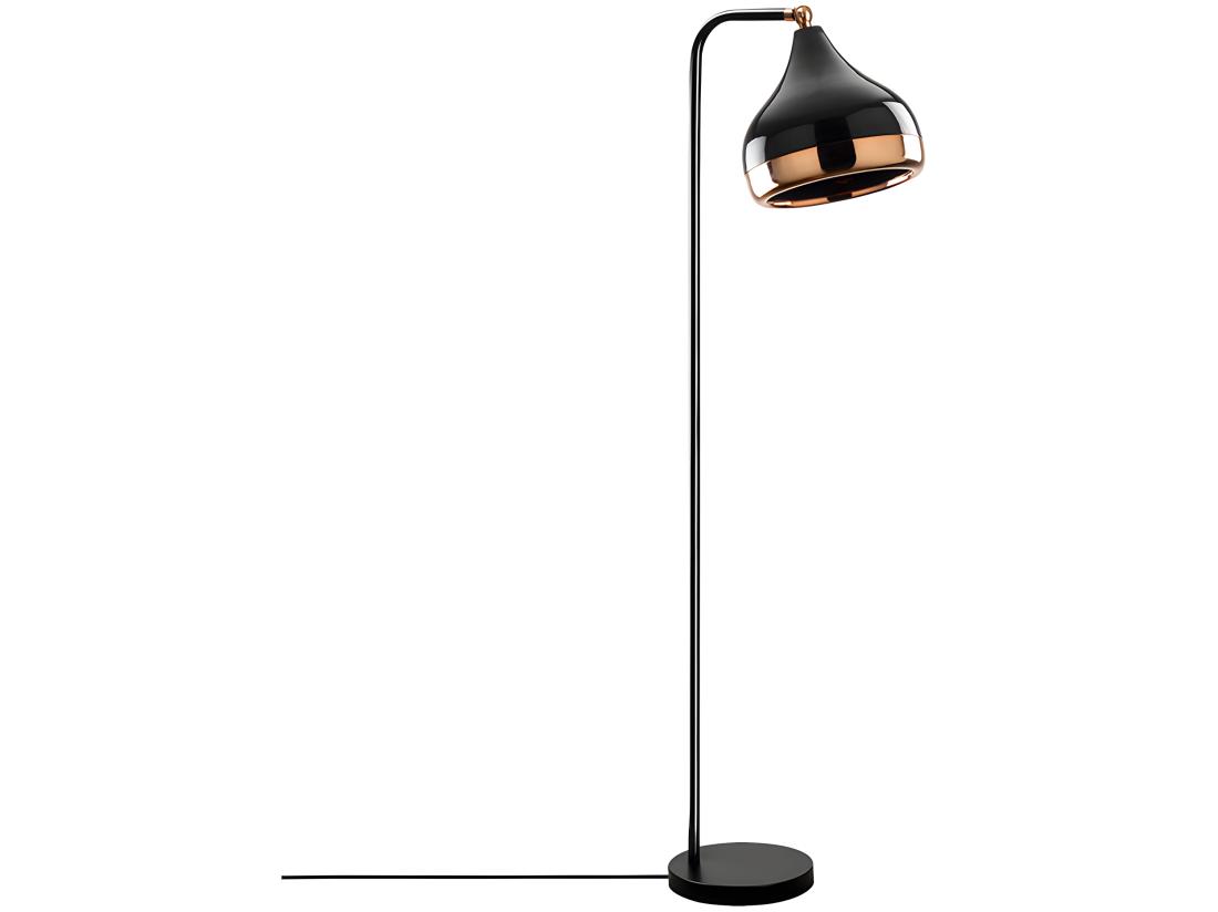 Vente Unique Lampadaire En Métal à Abat-jour Orientable - H. 120 Cm - Noir Et Cuivré - YILDO
