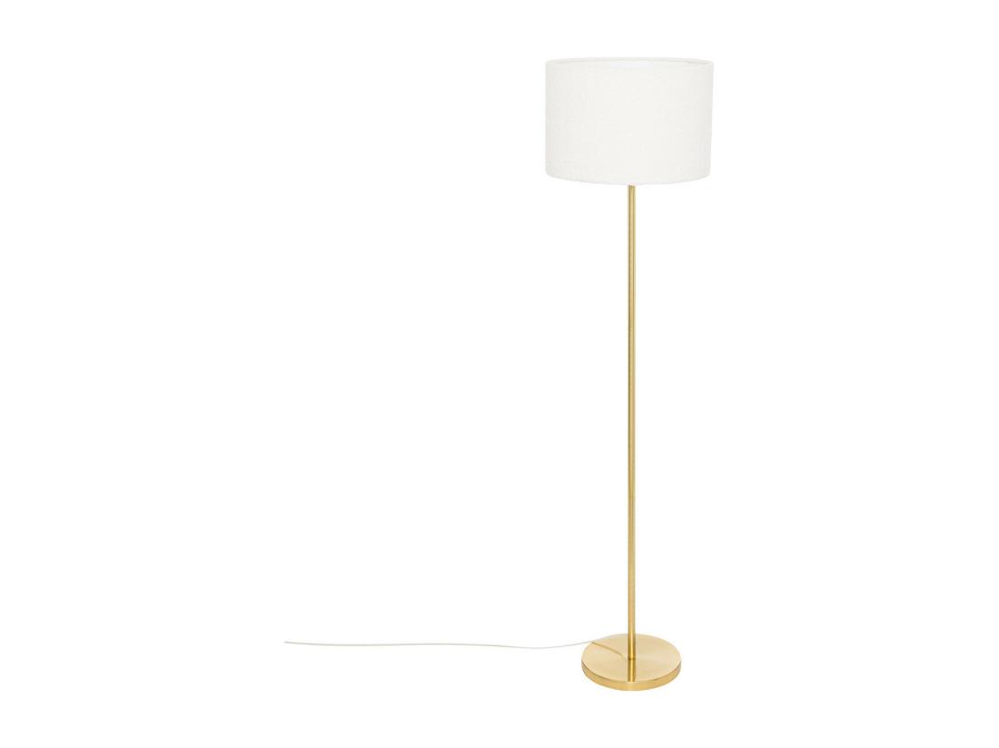 vente unique Lampadaire en métal Doré et abat-jour en Bouclettes Blanches H 150 cm