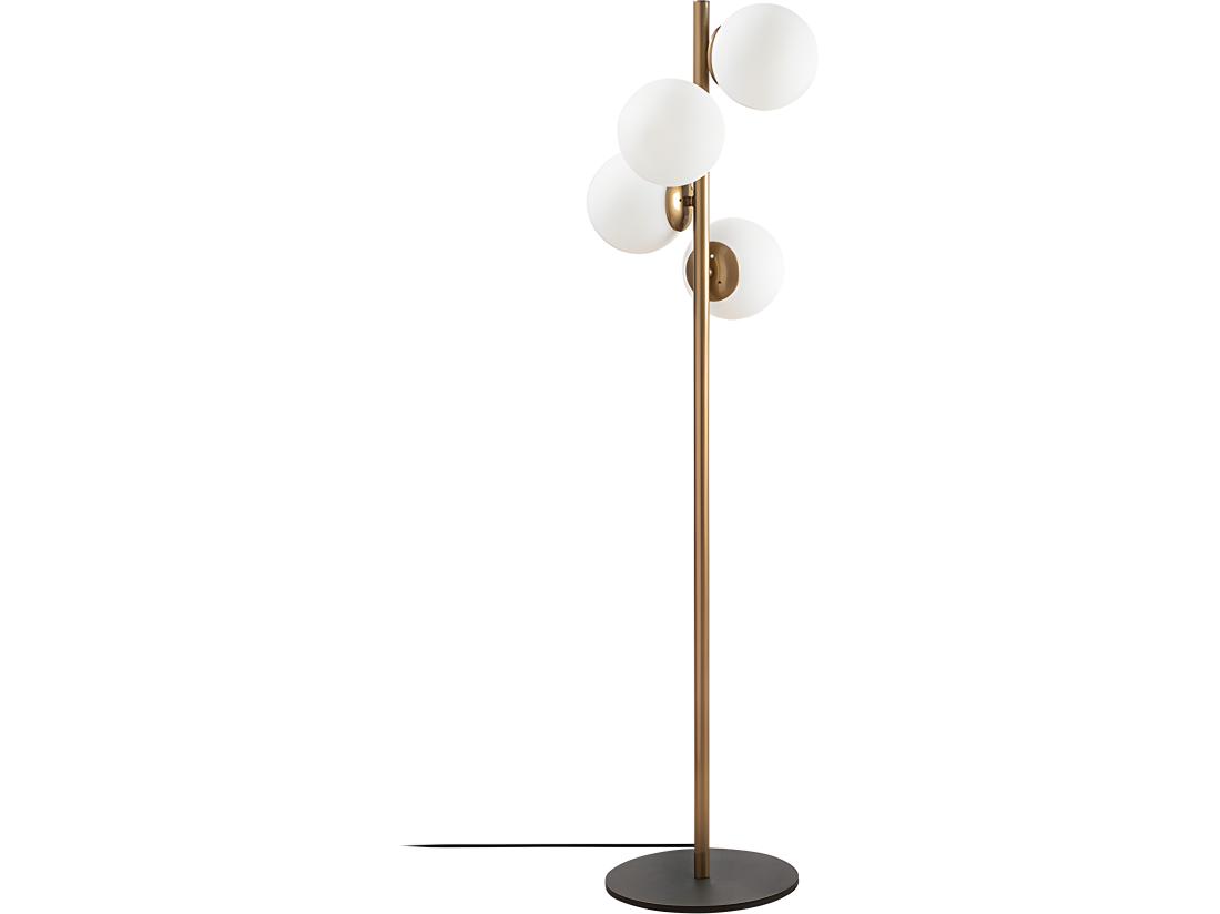 Vente Unique Lampadaire En Métal Et Verre 4 Globes - H. 130 Cm - Doré Et Blanc - FAZE