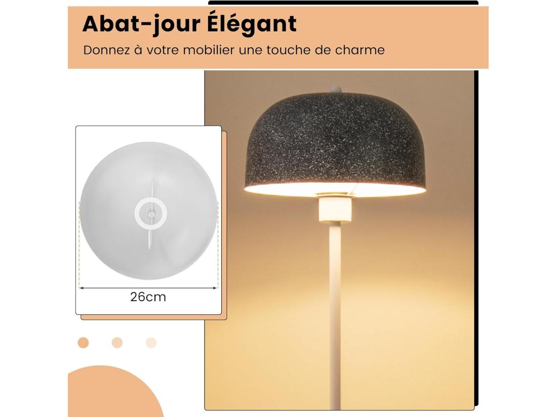 vente unique Lampadaire sur Pied de 146 cm Lampe avec Abat-Jour et Interrupteur au Pied Lampe avec Base Lestée Culot E27 pour Salon Chambre Bureau