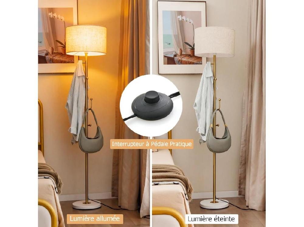 Vente Unique Lampadaire Sur Pied Salon 166 5cm Avec Interrupteur Au Pied Lampe Sur Pied Avec Base Doré