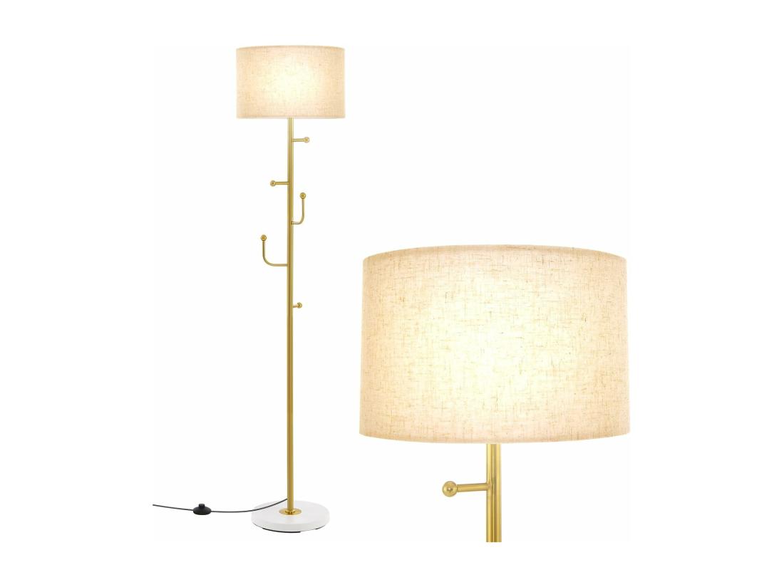 Vente Unique Lampadaire Sur Pied Salon 166 5cm Avec Interrupteur Au Pied Lampe Sur Pied Avec Base Doré