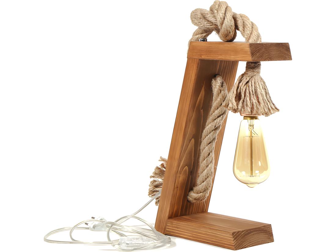 Vente Unique Lampe à Poser En Bois De Sapin Faite à La Main - H. 35 Cm - KARATAS