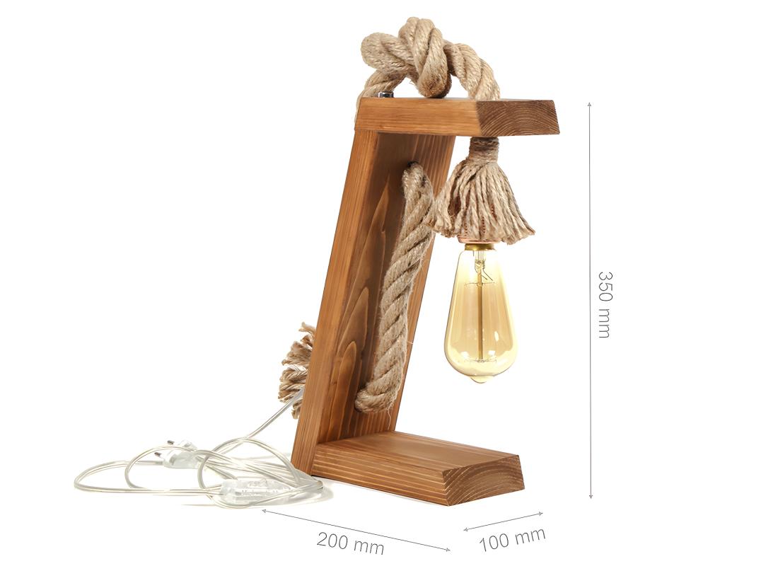 Vente Unique Lampe à Poser En Bois De Sapin Faite à La Main - H. 35 Cm - KARATAS