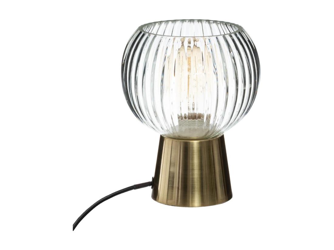 Vente Unique Lampe à Poser En Verre Déco Et Base En Métal H 19.5 Cm