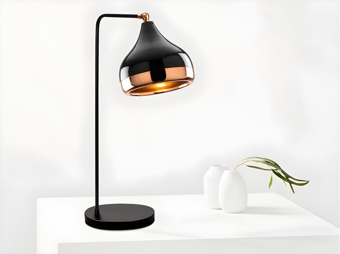 vente unique Lampe à poser orientable en métal - D. 17 x H. 52 cm - Noir et cuivré - YILDO