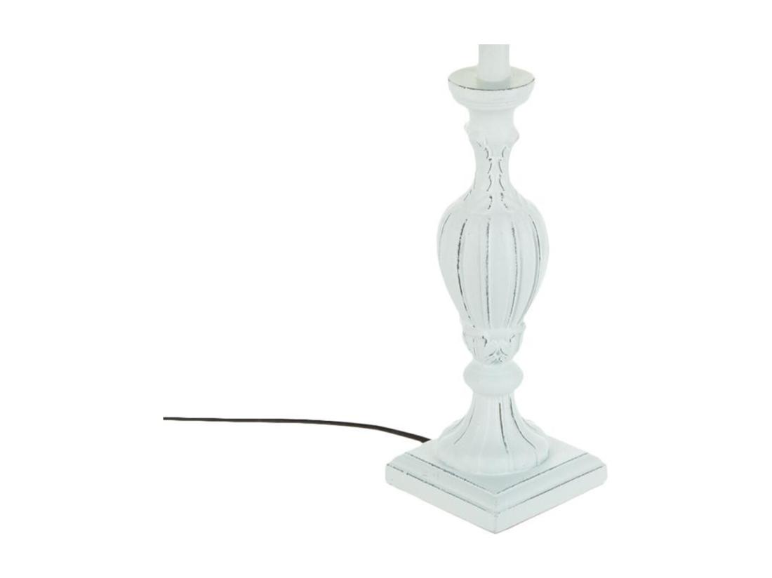 Vente Unique Lampe à Poser Pied En Bois Patiné Blanc H 55 Cm