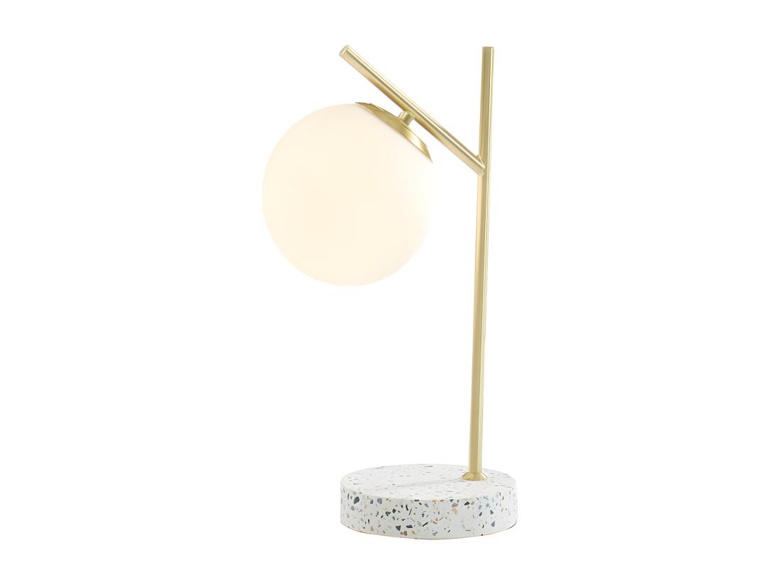 Vente Unique Lampe à Poser Style Vintage - Socle En Terrazzo - H. 38 Cm - Doré - LULLABY