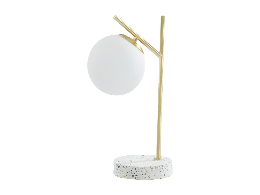 vente unique Lampe à poser style vintage - Socle en terrazzo - H. 38 cm - Doré - LULLABY