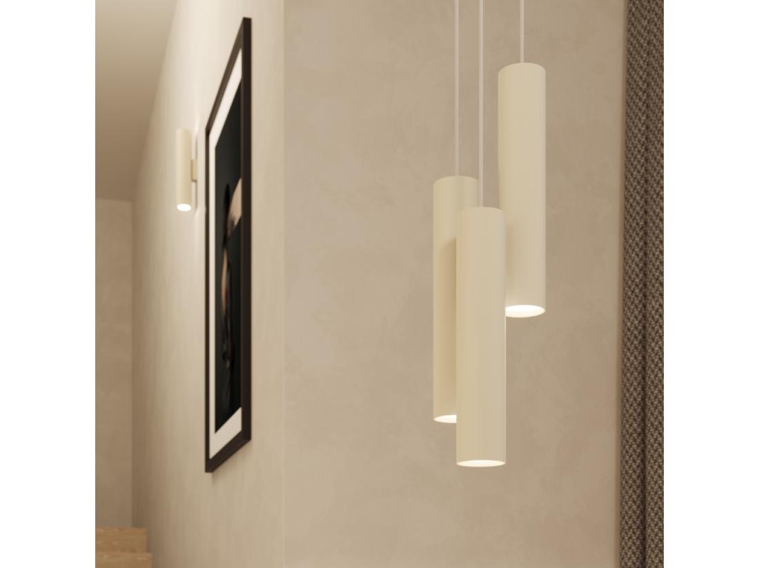 Vente Unique Lampe à Suspension Lagos Grenier En Acier - 1 Sources Lumineuses - L.8 X H.118 Cm - Beige