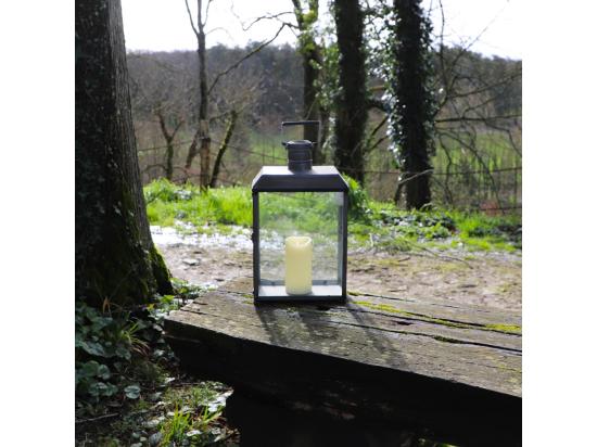 Vente Unique Lanterne Extérieure Bougie Jardin à Poser Ancienne Métal Gris 52.5cm