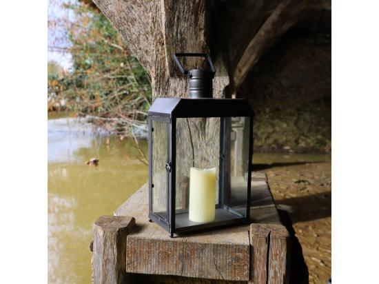 Vente Unique Lanterne Extérieure Bougie Jardin à Poser Ancienne Métal Gris 52.5cm