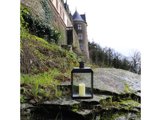 Vente Unique Lanterne Extérieure Bougie Jardin à Poser Ancienne Métal Gris 52.5cm