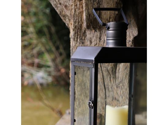 vente unique Lanterne extérieure bougie jardin à poser ancienne métal gris 52.5cm