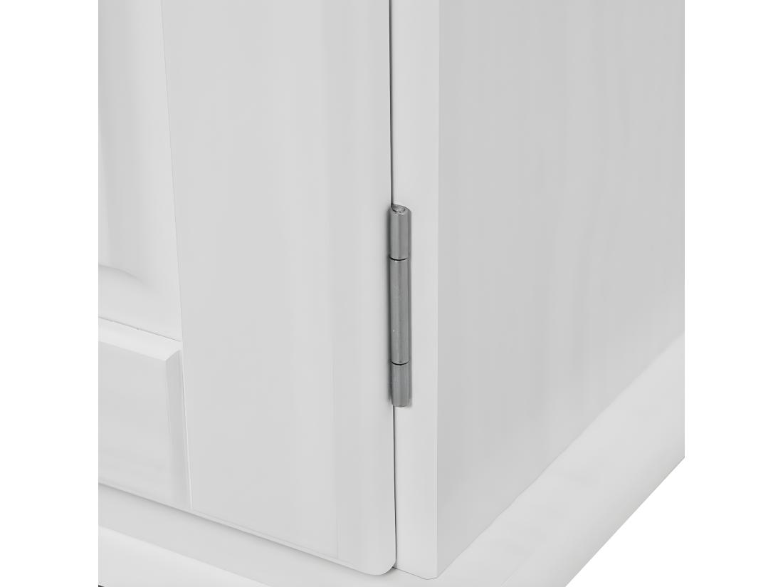 Vente Unique LAURIE - Buffet 3 Portes 3 Tiroirs Bois Massif Vernis Blanc