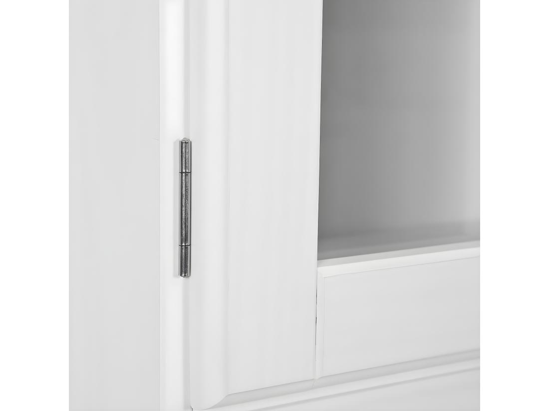 Vente Unique LAURIE - Buffet Vaisselier 4 Portes 2 Tiroirs Bois Massif Vernis Blanc