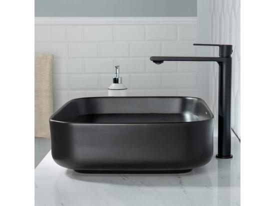 vente unique Lavabo Rectangulaire en Céramique Noir Bac à Laver Évier de Salle de Bain - 50x40x13.5cm