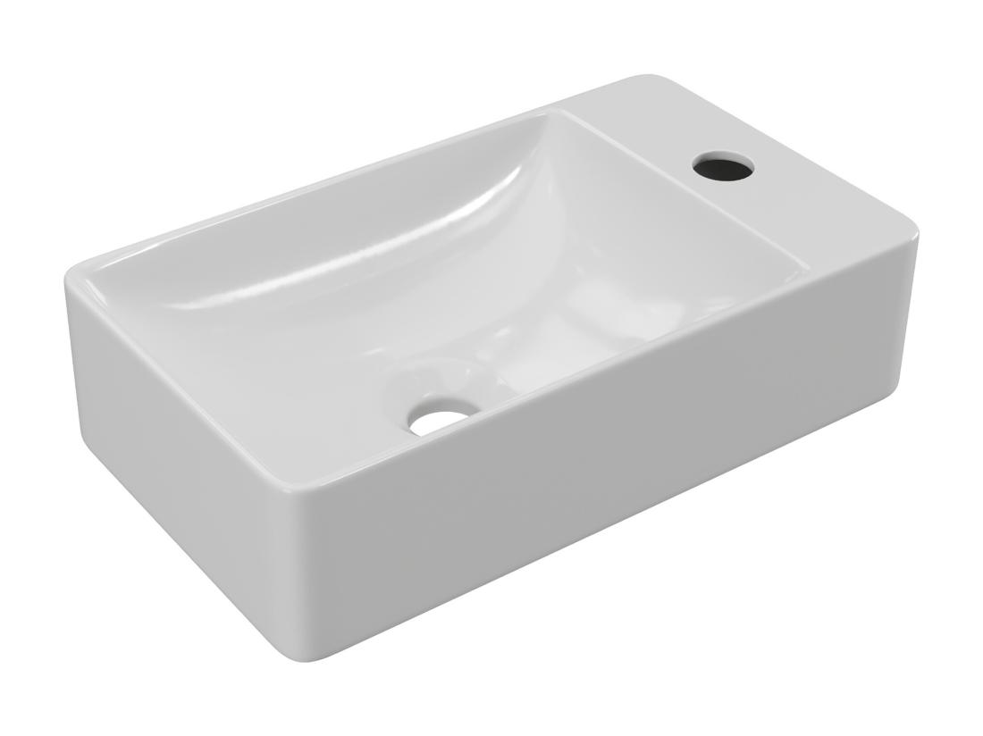 Vente Unique Lave-main Suspendu En Céramique Blanche - L38 X H10 X P22 Cm - ERAVAL II