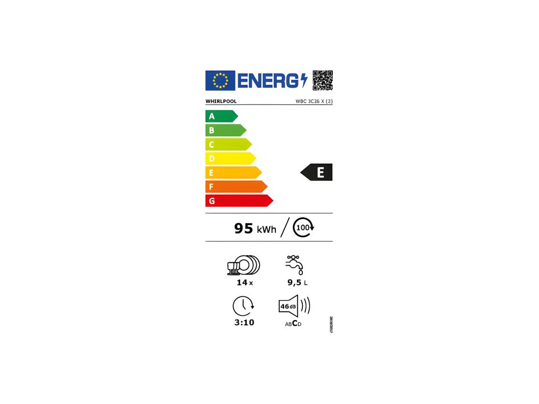 Vente Unique Lave-vaisselle Encastrable WHIRLPOOL 14 Couverts 59cm E 1034822