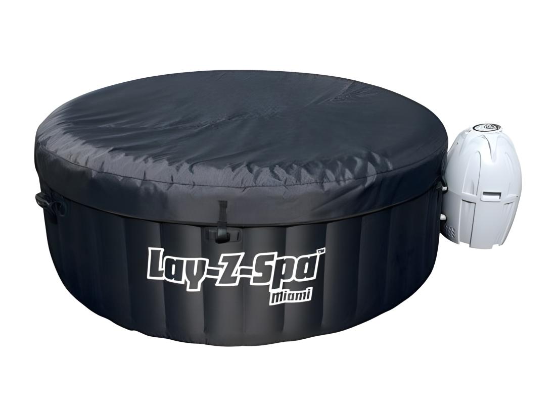Vente Unique Lay-z-Spa Rond Miami Air Jet Gonflable - 2/4 Places - Matériau TRITEC - D 180 Cm X H 66 Cm - Noir