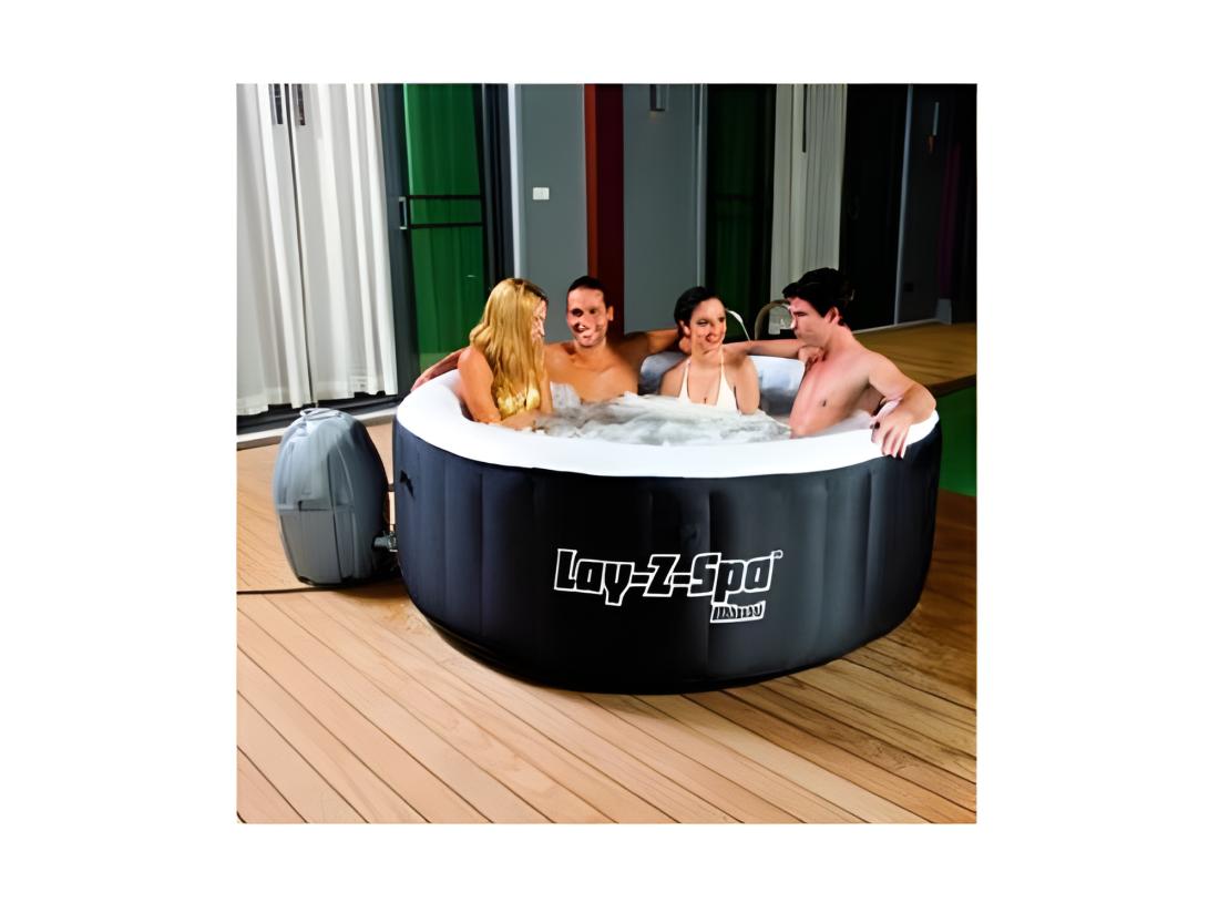 Vente Unique Lay-z-Spa Rond Miami Air Jet Gonflable - 2/4 Places - Matériau TRITEC - D 180 Cm X H 66 Cm - Noir