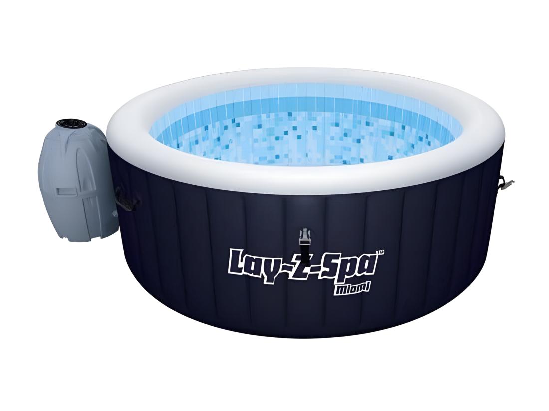 vente unique Lay-z-Spa Rond Miami Air Jet Gonflable - 2/4 Places - Matériau TRITEC - D 180 cm x H 66 cm - Noir