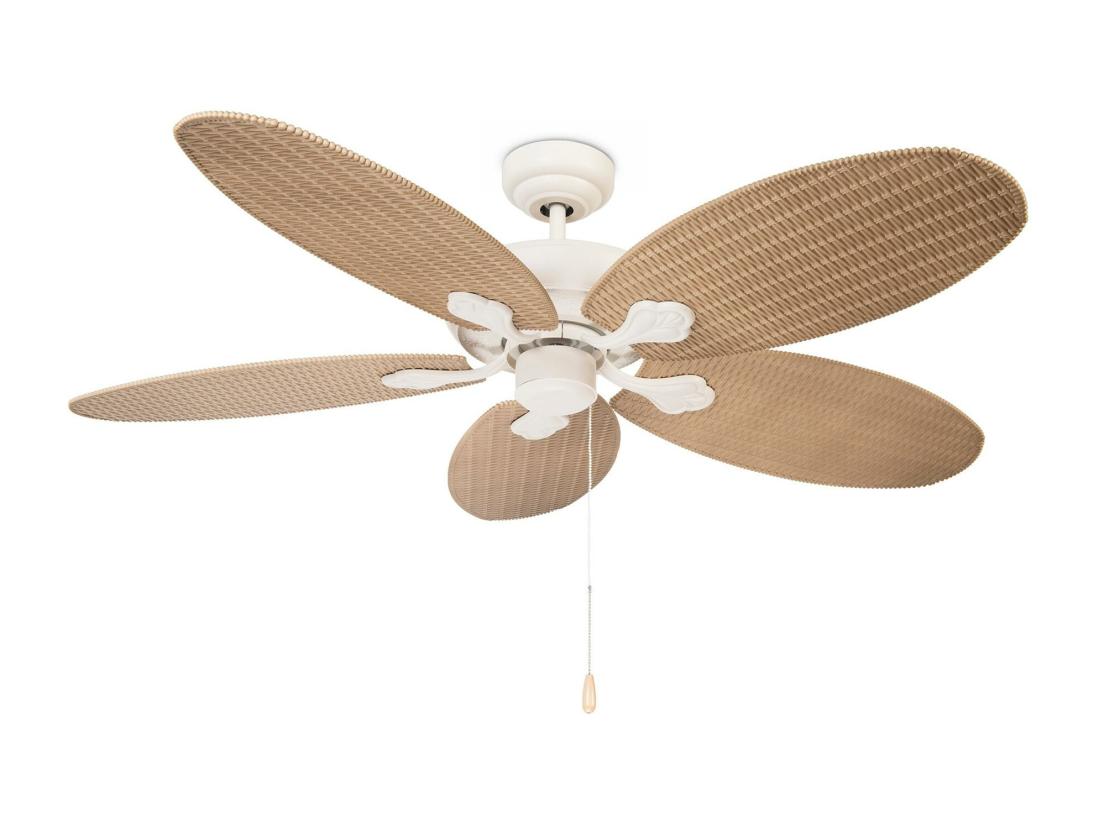 vente unique LEDS C4 Ventilateur du Plafond Ip20 Phuket Blanc Ancien Marron