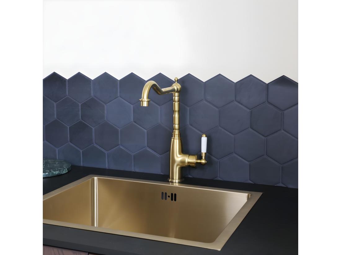 Vente Unique Leeds Mitigeur évier Or Brossé - Essebagno