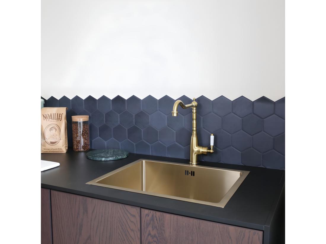 Vente Unique Leeds Mitigeur évier Or Brossé - Essebagno