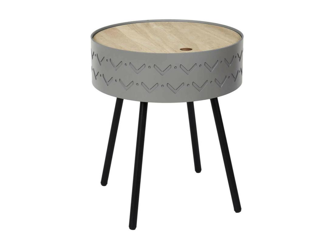 Vente Unique LILY - Table Coffre Grise Plateau Aspect Bois