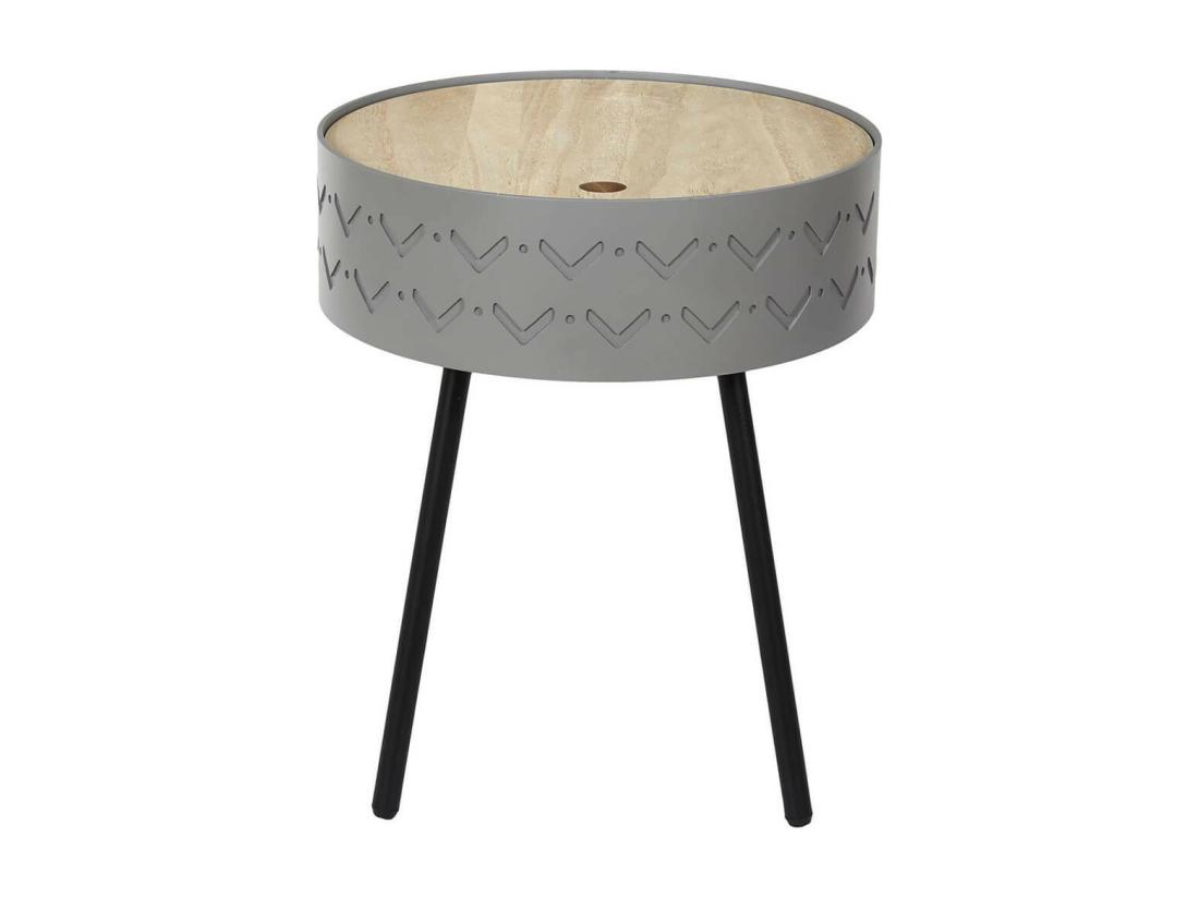 Vente Unique LILY - Table Coffre Grise Plateau Aspect Bois