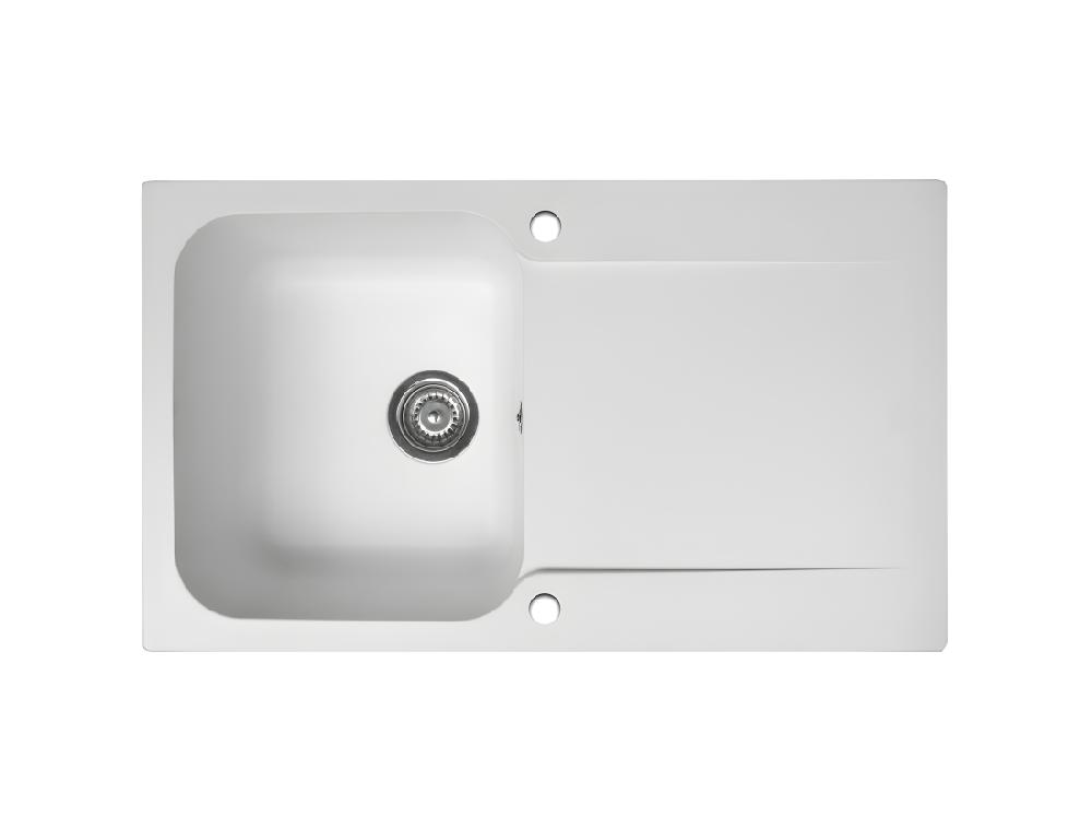 vente unique Lisse évier réversible 1 cuve 1 égouttoir en résine blanc - Essebagno