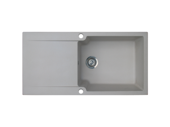 Vente Unique Lisse évier Réversible 1 Grande Cuve 1 égouttoir En Résine Gris - Essebagno