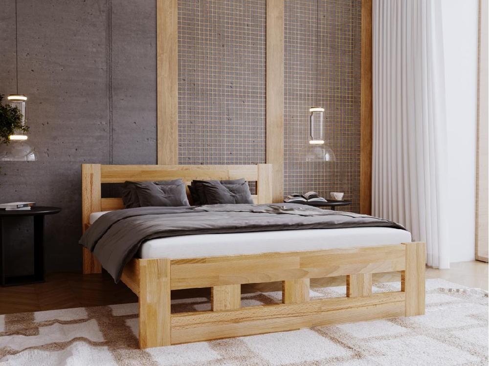 vente unique Lit 120x200 en bois Bond couleur chêne