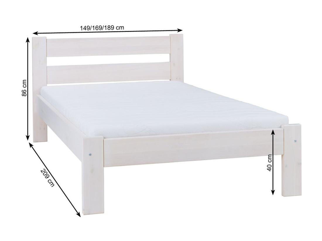 Vente Unique Lit 140x200 En Bois Aron Couleur Blanchie