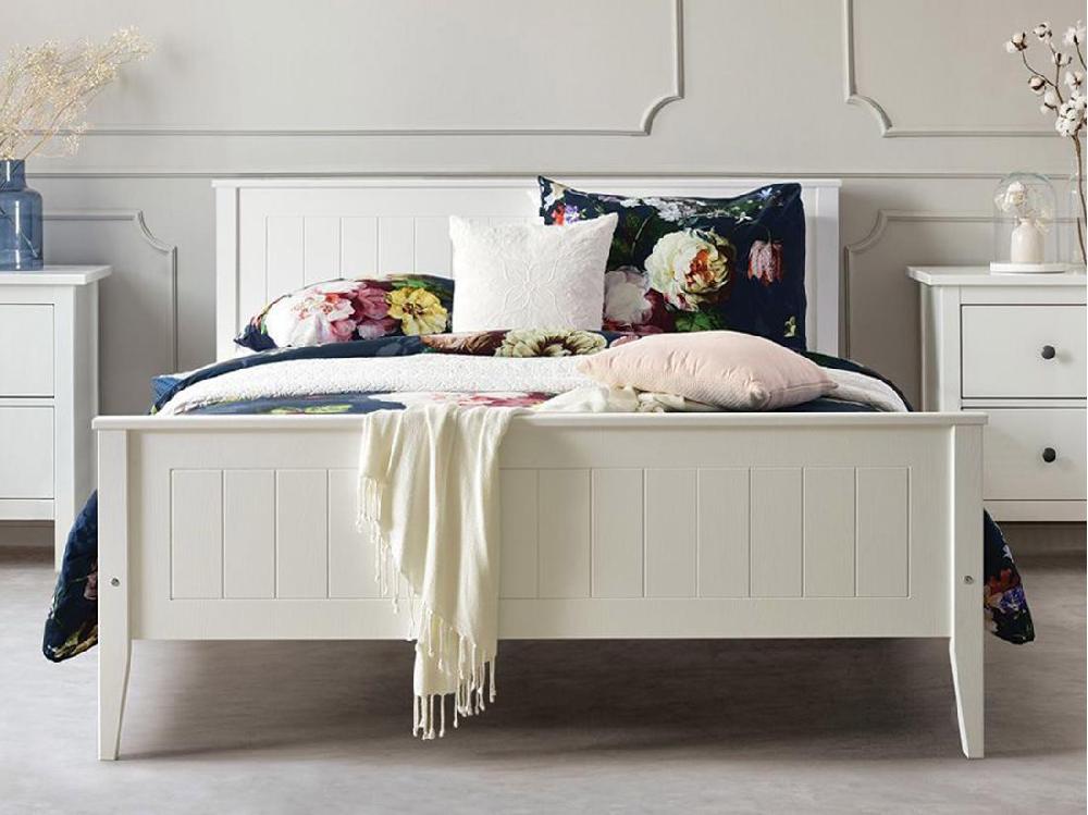 Vente Unique Lit 160x200 En Bois Siena Couleur Blanche