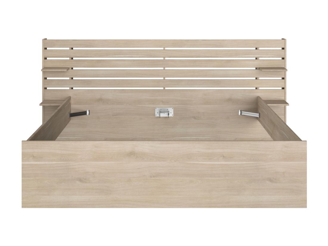 Vente Unique Lit 180 X 200 Cm Avec Rangements - Coloris : Naturel + Sommier - TENALIA