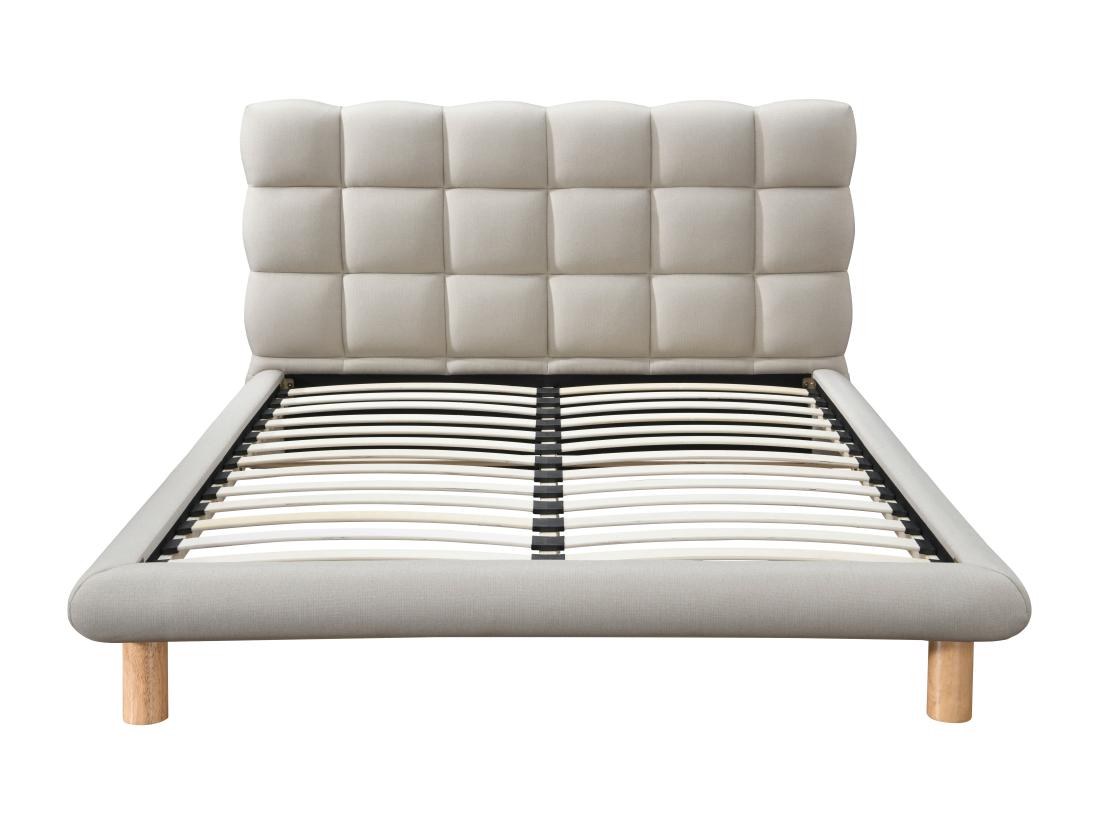 Vente Unique Lit Avec Tête De Lit Matelassée 160 X 200 Cm - Tissu - Beige - FUDALI