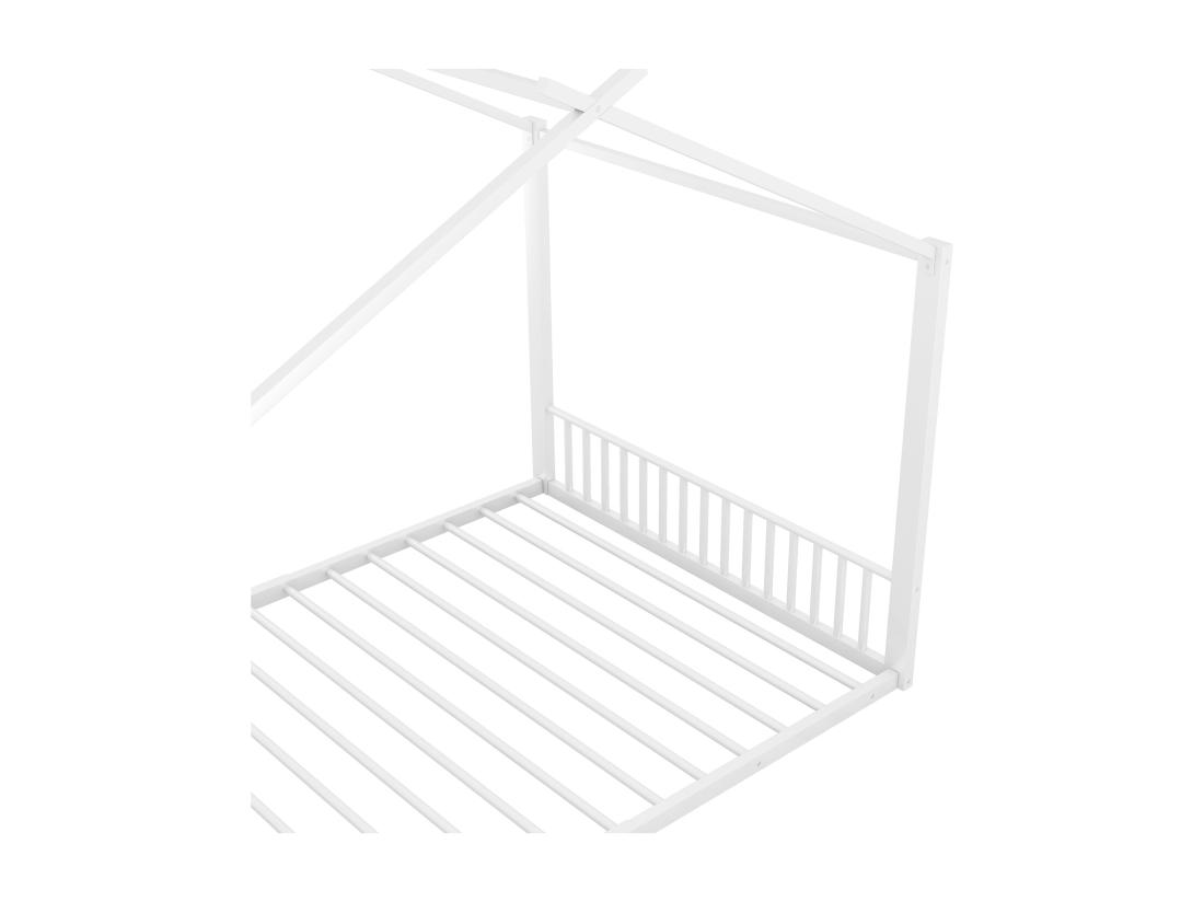 vente unique Lit cabane 140x200 cm - cadre en fer - Blanc