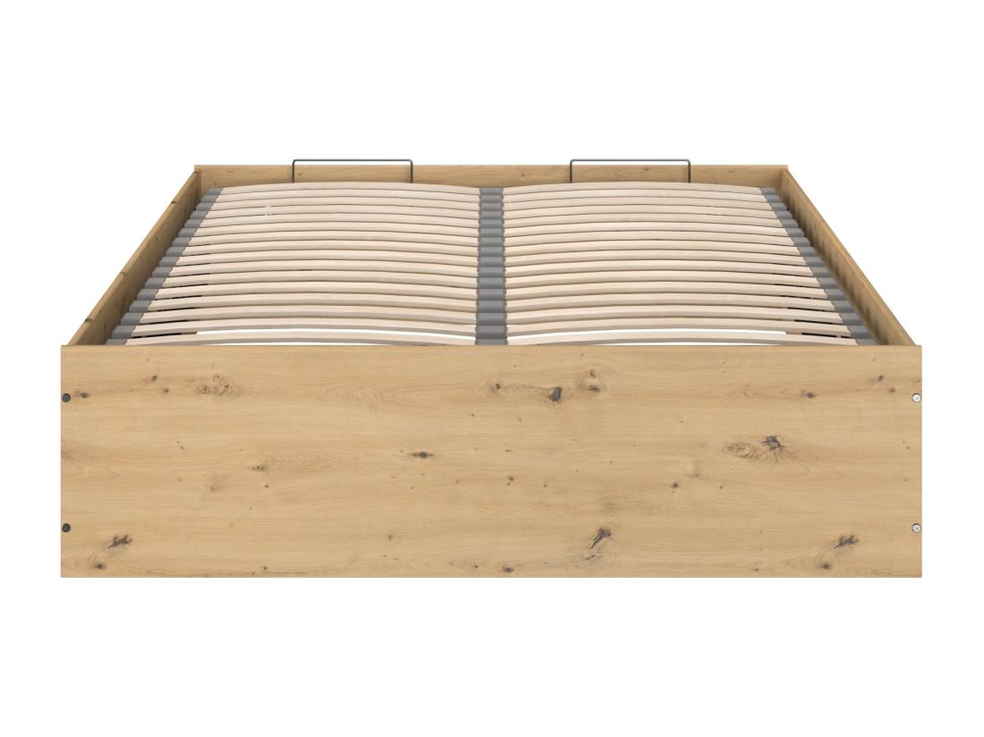 Vente Unique Lit Coffre 140 X 190 Cm - Coloris : Naturel Et Noir - LUDARO